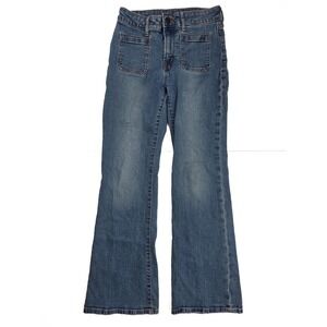 GAP Kids 70's Flare High Rise Stretch Blue Denim Wide‎ Leg Jeans Girl's Size 12